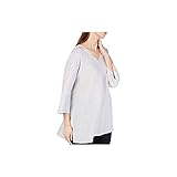 Eileen Fisher Pearl Organic Handkerchief Linen Stripe V-Neck Tunic 3X