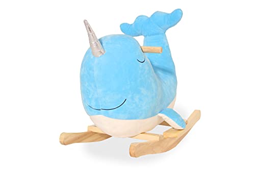 Aiman – Schaukeltier Delphin – Schaukelspielzeug aus Plüsch und Holz zum Aufsitzen, Geeignet für Kleinkinder…
