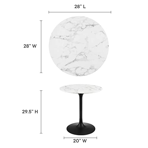 Image of Modway Lippa Mid-Century Modern 28 inch Round Artificial Marble Dining Table in Black White