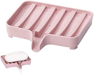 LCOZX Soap Dish with Drainage, Drainer Soap Holder for Soap Storage, Soap Saver with Longer Lasting for Bathroom/Kitchen (Pink)