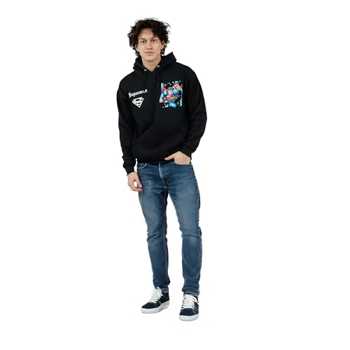 Superman Back Print Oversized Graphic Adult Black Long Sleeve Hoodie