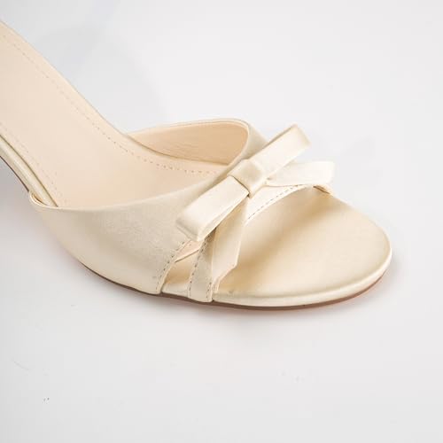 Open Toe Kitten Heels Bow Sandals Slip On Almond Toe Cutout Elegant Mule Sandals for Wedding Party Summer Shoes4