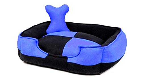 Image of Petslover Ultra Soft Fleece Fabric Polyester Filled Sofa Reversible Dog /Cat Beds, Royle Blue & Black (Export Quality) - Small