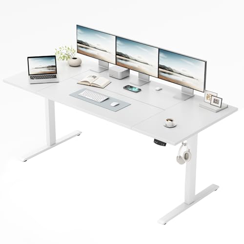 Klicelor Bureau électrique réglable en Hauteur, 160 x 80 cm, Bureau Assis-Debout, Bureau-d'ordinateur Informatique avec Fonction mémoire, Table de Gaming...