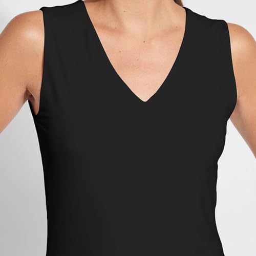 Lysse Essential V-Neck Shell Tank Top - Black - L2