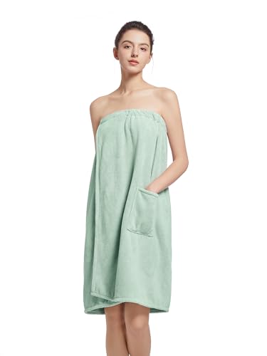 Image of Women'S Soft Wrap Towel Full Length,Bath Robe After Shower Female Plush Long,Spa Bathrobes Lightweight With Pockets