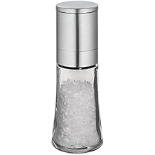 Cilio Pepper Mill & Salt Mill - 5.5" Silver - Stainless Steel & Glass Body with Adjustable Ceramic Mechanism & Lid