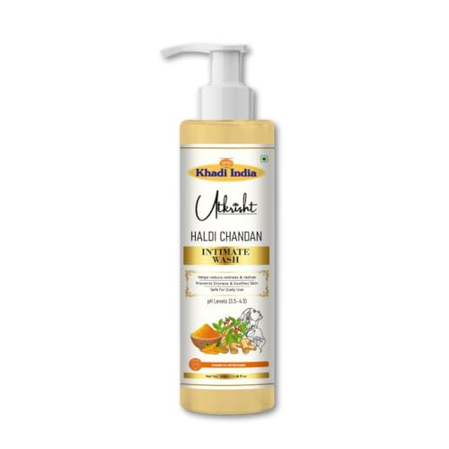 Image of Khadi Haldi Chandan Intimate Wash for Women | Natural Feminine Hygiene Cleanser with Turmeric & Sandalwood | pH Balanced, Gentle, Sulfate-Free | 100ml