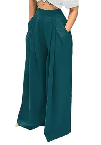 NRTHYE Palazzo Pants for Women High Waist Wide Leg Stretchy