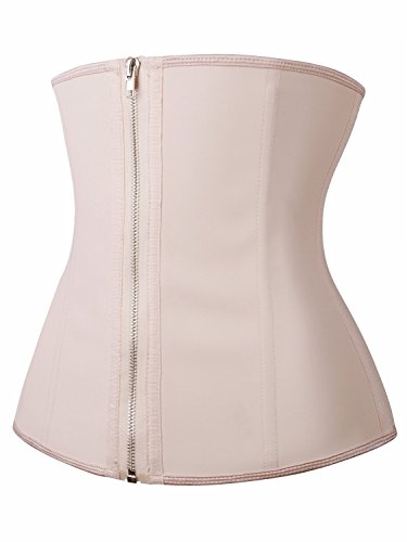 Image of YIANNA Latex Waist Trainer for Women Tummy Control Zipper Underbust Waist Cincher Corset Hourglass Body Shaper Sport Girdle