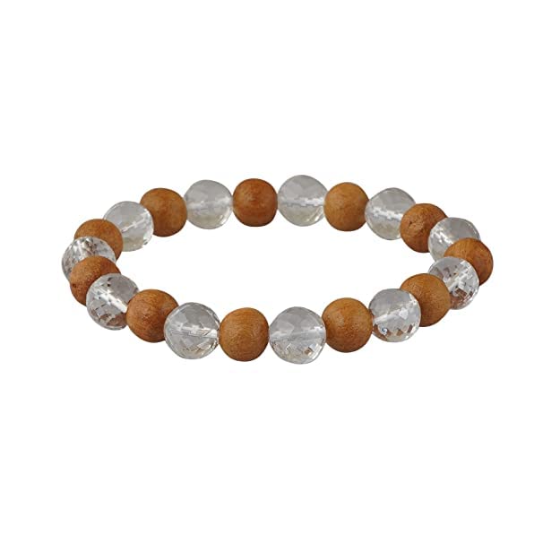 Wood and Clear Crystal | Diamond Cut Quartz | Natural & Original Wood | MEN & WOMEN | Stretchable Band 6.5 to 7.5 inches | Bead Size: 8 mm (B0BH4VD8G3) Amazon Price History, Amazon Price Tracker