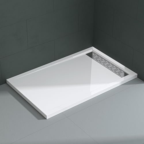 Mai & Mai Receveur de Douche Plat Bac à Douche 80x120cm en Acrylique Blanc Rectangulaire XE4