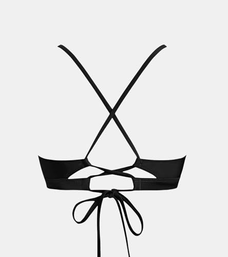 Image of CUPSHE Women's Bikini Top V Neck Triangle Swim Top Crisscross Back Tie | Swim Top Separate, Removable Soft Cups, Adjustable Straps, Customizable Fit, Mix and Match Style, Beach Vacation
