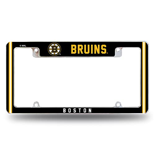 Rico Industries NHL Boston Bruins Classic 12" x 6" Chrome All Over Automotive License Plate Frame for Car/Truck/SUV
