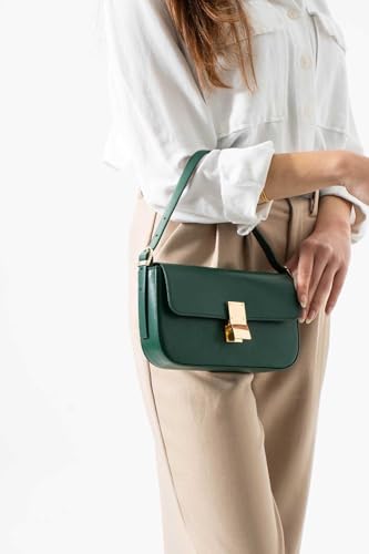 MOON CANTA Structured Shoulder Bag – Timeless Small Handbag with Gold Clasp, Adjustable Strap & Everyday Elegance2