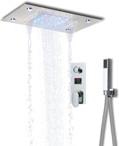 Black-LED-Digital-Display-Shower-Faucet-Set-Rain-Waterfall-Bathtub-Shower-System-Remote-Control-LED-Colors-Ceiling-Mounted-Tap-Color-A-B