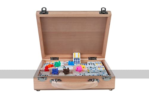 Domino MEXICAN TRAIN doppio 12 valigetta di legno