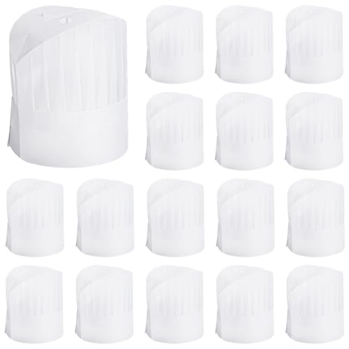 CACAZI 50 Stück Einweg-Kochmützen, verstellbare Kochmützen mit atmungsaktiven Löchern, Kochmütze aus Vliesstoff, Unisex-Kochmütze für die Küche im Restaurant zu Hause, Hausarbeit, Catering, Party