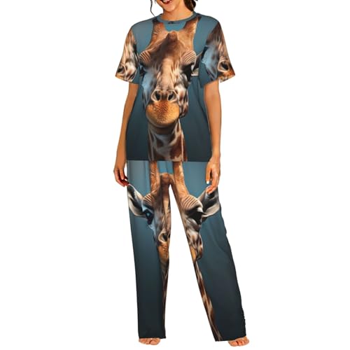 Pyjama girafe pour femme avec ensemble court et léger