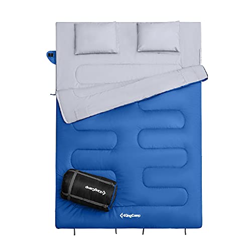 Kingcamp Double King Size Sleeping Bag + Self-Inflating Camping Sleeping Pad For 2 Adults Foldable Foam Sleeping Mattress #TOP1