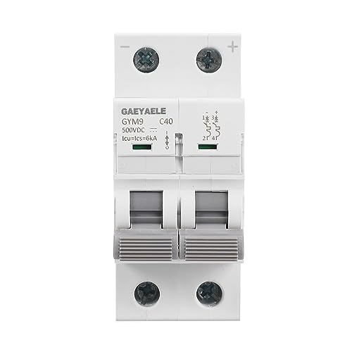 GAEYAELE DC Miniature Circuit Breaker Din Rail DC MCB 6KA (2P 500V 40A)