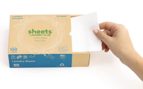 Sheets Laundry Club - As Seen On Shark Tank - Laundry Detergent Sheets - Unscented - No Plastic Jug - New Liquid-Less Technology - Lightweight - 50 Sheets - Can Do Up To 100 Medium Size Loads #TOP3