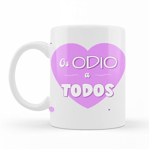 Wondernastic - Taza Os odio a todos, Capacidad 350 ml, Color Blanco, Taza de Cerámica, Apta para Lavavajillas y Microondas, Divertido y Original, Diseño Exclusivo Wondernastic - Taza Os odio a todos, Capacidad 350 ml, Color Blanco, Taza de Cerámica, Apta para Lavavajillas y Microondas, Divertido y Original, Diseño Exclusivo