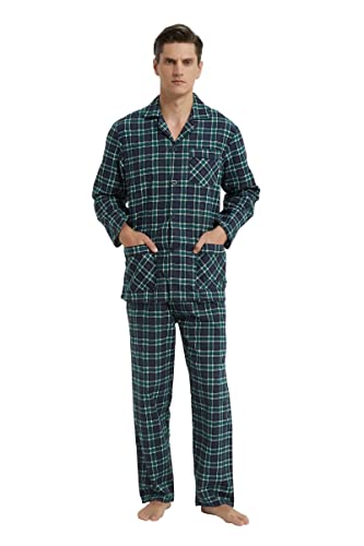 Aseniza Herren Schlafanzug Langarm - Baumwolle Pyjama Set Mit Knopfleiste Für Winter