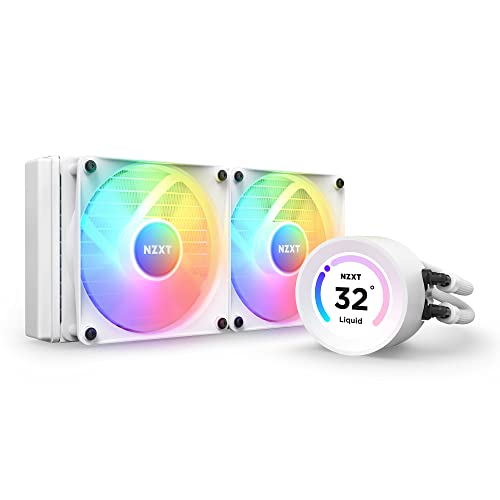 NZXT Kraken Elite 240 RGB - AIO Refrigeracion liquida PC para procesador de 240 mm Disipador de calor CPU caja PC - Pantalla LCD 2,36” Personalizable - 2 Ventiladores RGB - Color Blanco - RL-KR24E-W1