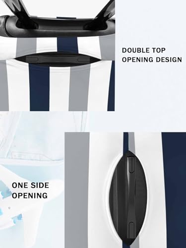 Navy Blue Gray Travel Luggage Cover, Striped Simple Geometric Anti-scratch Elastic Luggage Covers For Suitcase Protector, Washable Baggage Covers4