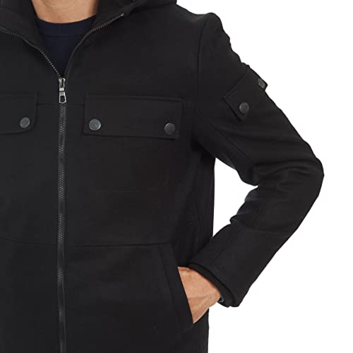 Image of mens Wool Blend Zip Front Hooded Jacket
