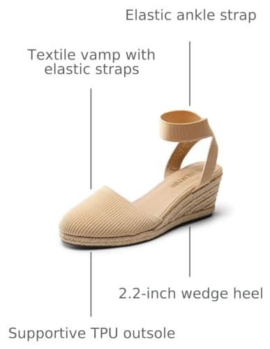 Image of DREAM PAIRS Women's Ankle Strap Wedge Sandals | Espadrilles Sandals, Elastic Ankle Strap, Cushioned Comfort for Summer Outfit, Fashion Dressy Shoes