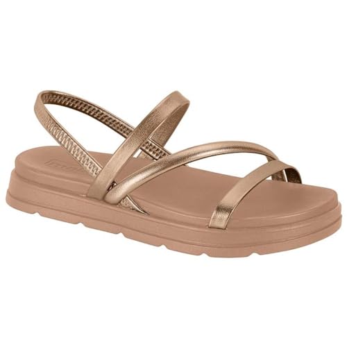 Sandália Moleca Flatform Plataforma Palmilha Confort- Nude Rosado