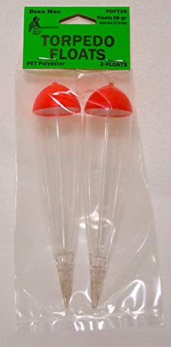 Beau Mac PET Clear Torpedo Slip Floats, 20 Grams
