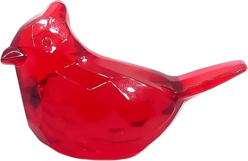 Red Acrylic Cardinal Figurine Home Decor Glass Bird Statue for Illuminated Home Display Décor Accents Products