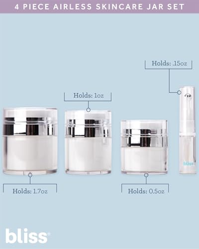 Bliss Travel Bottles Set - Airless Pump Bottle Containers, Perfume Atomizer Mini Spray Bottles, and Leakproof Travel Size Containers for Skincare, Lotions, and Liquids, White Jar4
