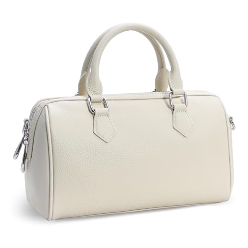 Image of HESHE Leather Crossbody Bags for Women Hobo Shoulder Bag Satchel Handbags | Genuine Leather,Removable Strap,Roomy Shoulder Bags Designer Boston Barrel Purse Ladies Daily Bag Crossbody Purse for Travel