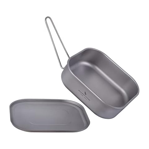 iBasingo 1000ml Titan Militärisches Mess Tin Camping Pan Cover