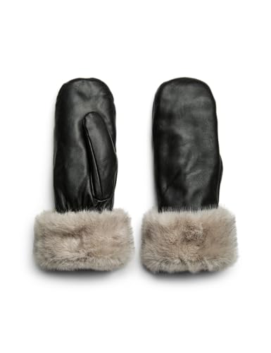 Moufles en cuir PIECES Pcjutlandia L noir coupe-vent avec isolation thermique