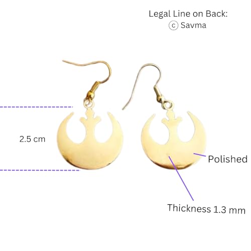 Savma Handmade Rebel Alliance Stainless Steel Earrings for Women Gold & Silver Plated Fishhook Trendy Lightweight Jewelry Hoop Dangle Earring-Fashionable Accessories - Gift2