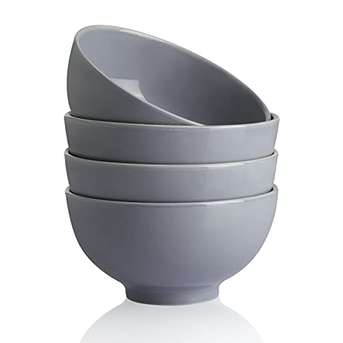 Sweejar 11 Ounce Porcelain Serving Bowls For Salad Pasta Side Dish, 4.5 Inch Ceramic Bowl Set For Family Daily Use, Stackable Bowls For Kitchen, Set Of 4(Gray) #TOP10