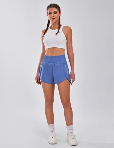 Image of BMJL Women's Athletic Shorts High Waisted Running Shorts Pocket Sporty Shorts Gym Elastic Workout Shorts