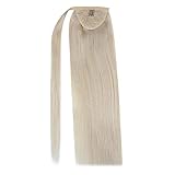 14inch Blonde Ponytail Extension Color #60 Platinum Blonde Real Hair