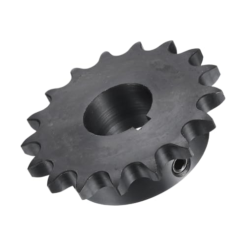 Image of uxcell #40 Chain Roller Sprocket B Type, 1 inch Bore 17 Tooth Single Strand Chain Sprocket, Carbon Steel, Keyway with Set Screws