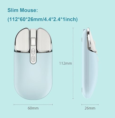 Image of KINGSTER Wireless Bluetooth Rechargeable Mouse - Silent Click, Dual Mode (BT 5.2 + 2.4GHz), Adjustable DPI (800 /1200 /1600), Ergonomic Design - for Laptop, PC, Mac (White & Multi-Color)