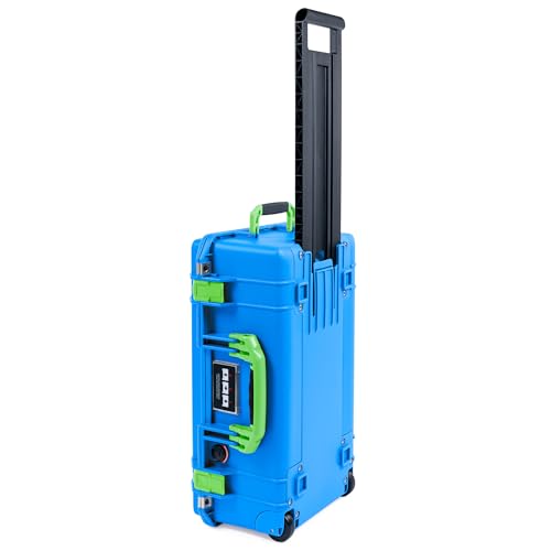 Image of Electric Blue Pelican 1535 Air Carry-on Case - Comes empty - Lime Green Handles & Latches.