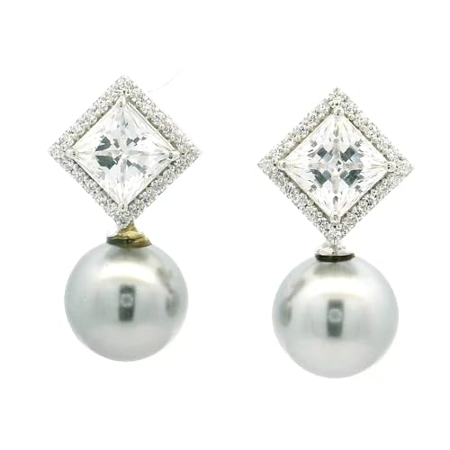 Image of 925 Sterling Silver Pearl Earrings for Women | Sterling Silver Pearl Stud Earrings | Hypoallergenic Rhodium Plated Anti-Tarnish Lightweight Daily Wear Jewellery | Office Wear | Gift for Wife, Girlfriend, Mother, Sister | Birthday, Anniversary, Rakhi