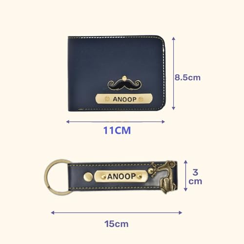 Image of Leather Men's Wallet and Keychain Combo Pack for Gift /Combo Set - Blue 7