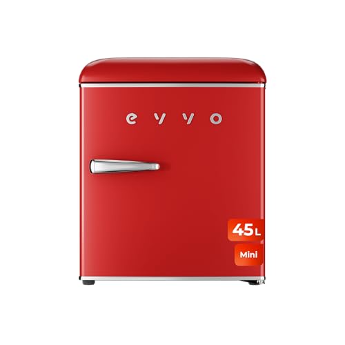 EVVO Mini Nevera Retro, 45 litros de Capacidad, Diseño Vintage, Bajo Consumo, Silenciosa, Control...