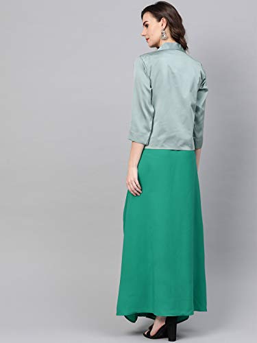Image of Cottinfab Women's Rayon Blend Pleated Maxi Casual Dress